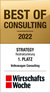 Best of Consulting 2022 - Wirtschaftswoche - Volkswagen - Strategy Erster Platz