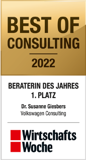 Best of Consulting 2022 - Wirtschaftswoche - Volkswagen - Beraterin des Jahres Erster Platz