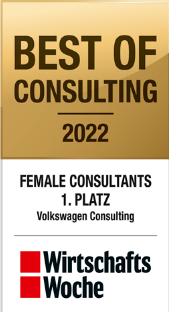Best of Consulting 2022 - Wirtschaftswoche - Volkswagen - Female Consultants Erster Platz